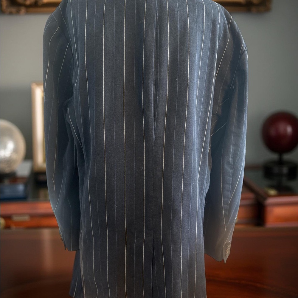 Polo Ralph Lauren Blazer Mens 42R Blue With White Striped 3 Button Blazer !! - Picture 6 of 16